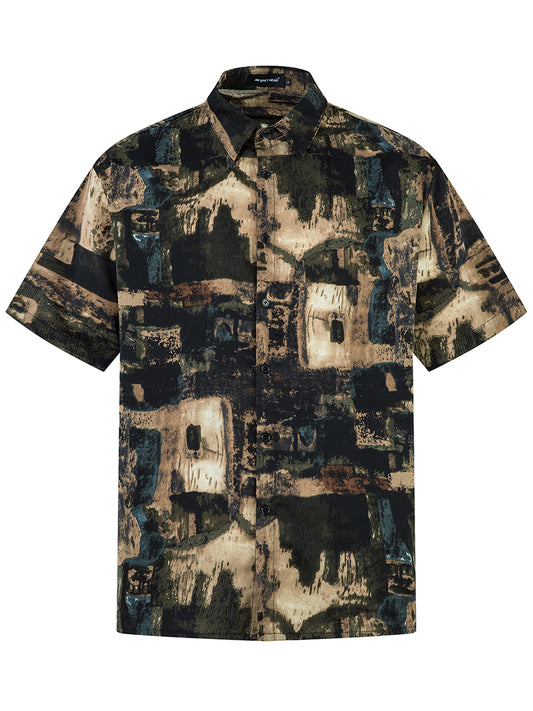 Abstract Print Short Sleeve Shirt – Loose, Lightweight, Casual Streetwear