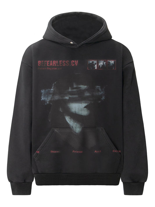 Abstract Face Print Streetwear Hoodies Casual Pullover Sweatshirts