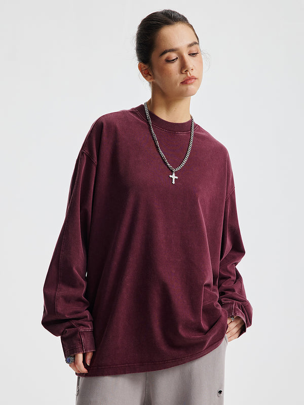 Streetwear Vintage Batik Washed Oversized Long Sleeve Cotton T-Shirts