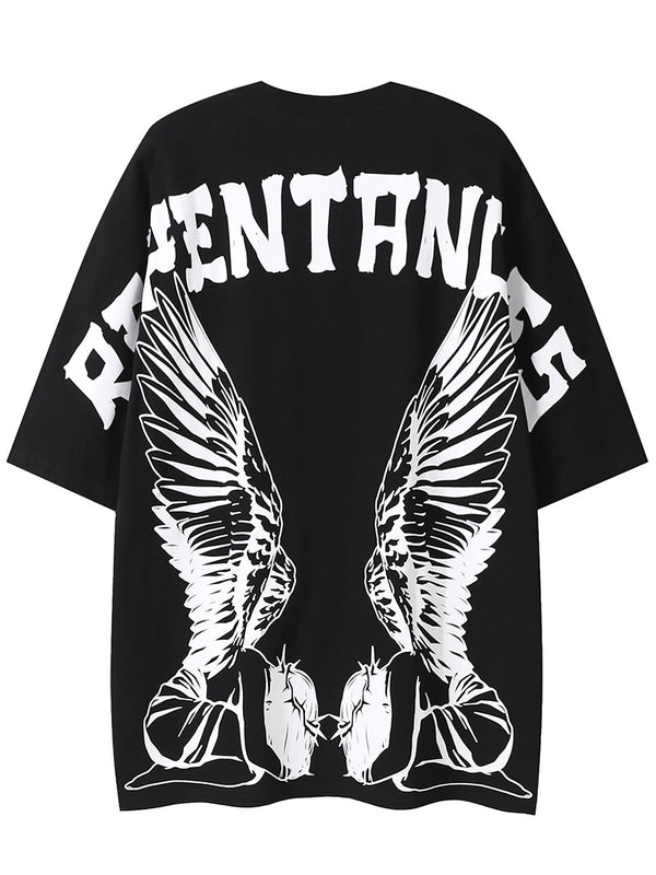 Cartoon Angel Graphic Print Punk Gothic T-Shirts