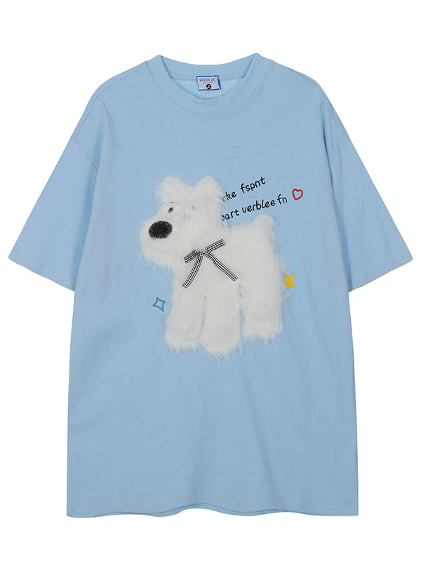 Cute Fluffy Dog Graphic T-Shirts – Soft Cotton Short Sleeve Tees