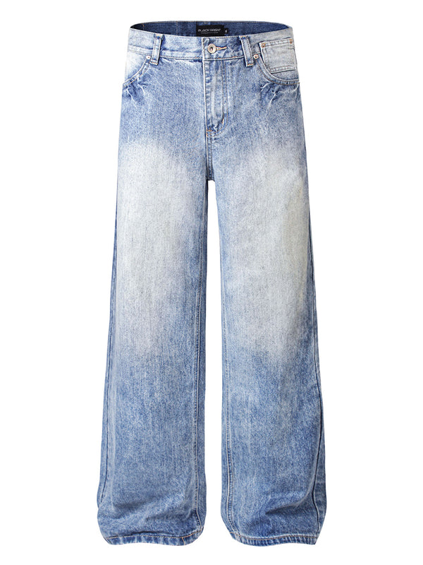 Classic Light Blue Washed Denim Pants Fashion Jeans