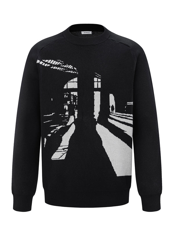 Urban Streetstyle Jacquard Unisex Thin Knitted Pullover Sweaters