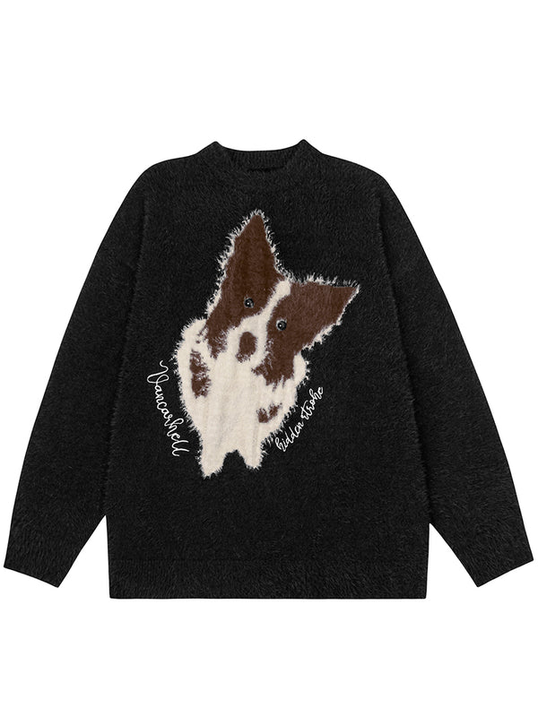 Unisex Cozy Dog Graphic Knitted Pullover Sweaters