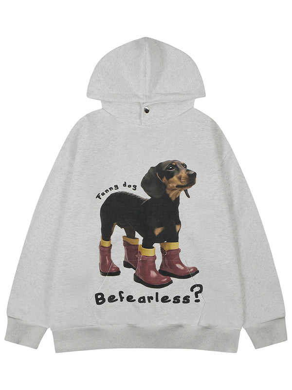 Streetwear Cute Dog Graphic Printed Oversized Pullover Hoodies