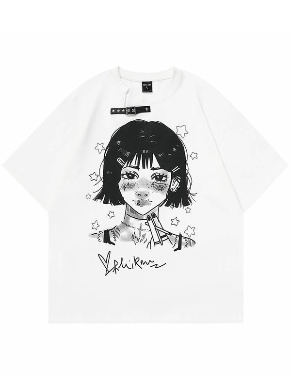 Anime Gril Printed Streetwear Oversized T-Shirts