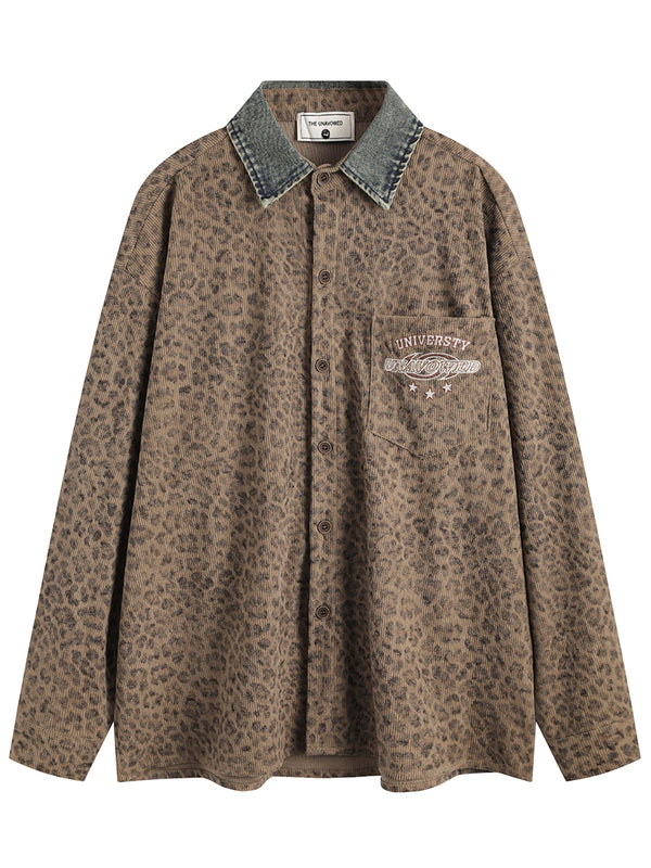 Autumn Streetwear Oversized Leopard Vintage Long Sleeve Shirts