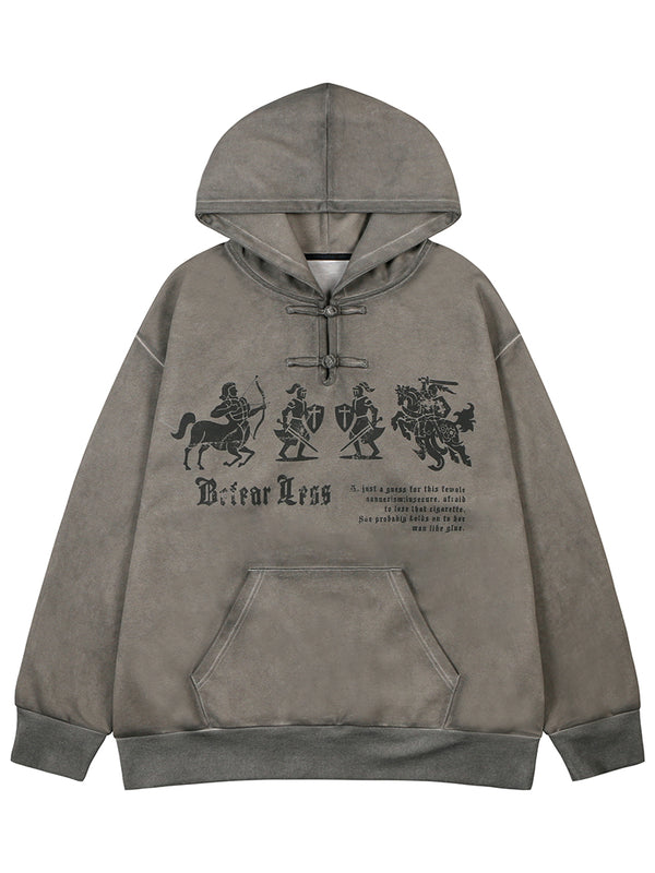 Medieval Warrior Inspired Vintage Washed Pullover Hoodies