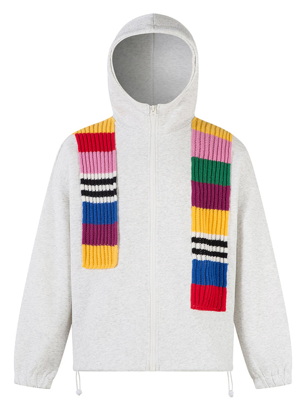Rainbow Patch Embroidered Hoodie – Streetwear Zip-Up Sweatshirts