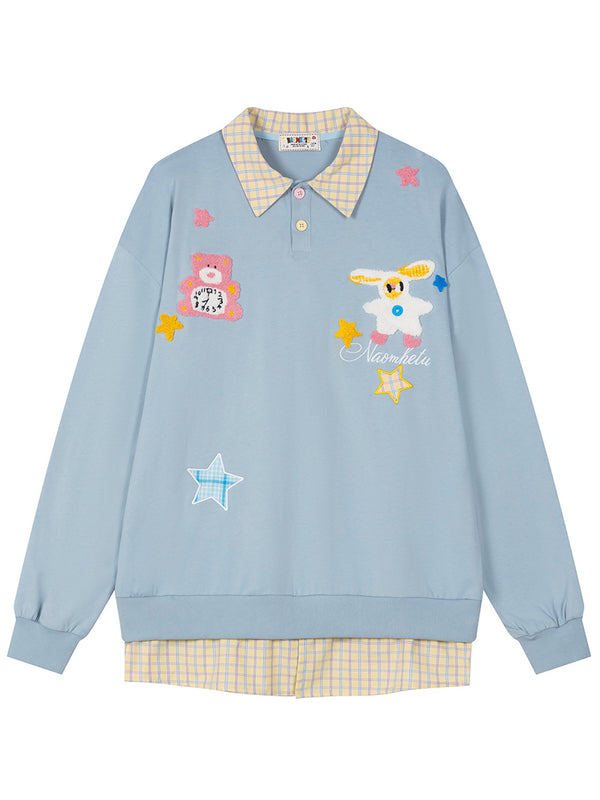 Kawaii Long Sleeve T-Shirts – Streetwear Tee with Cute Embroidery