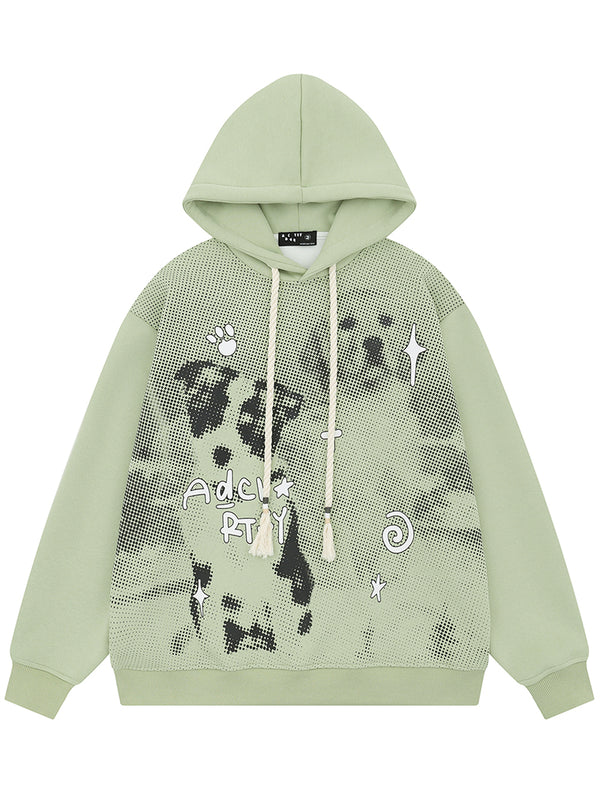 Artistic Dog Oversized Pullover Hoodies Streetwear Hooded Sweatshirts