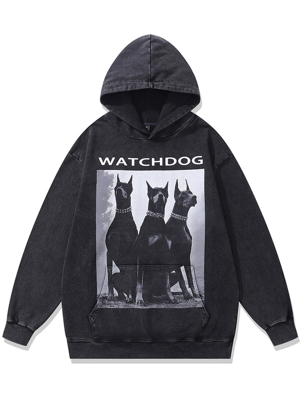 Streetwear Doberman Graphic Oversized Pullover Hoodies