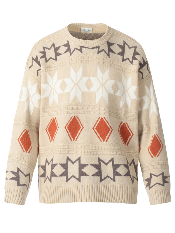 Cozy Stylish Geometric Pattern Knitted Pullover Sweaters