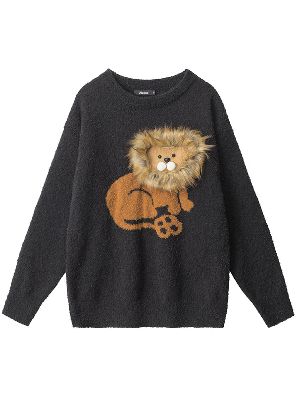 Winter 3D Lion Design Streetwear Knitted Pullover Sweaters