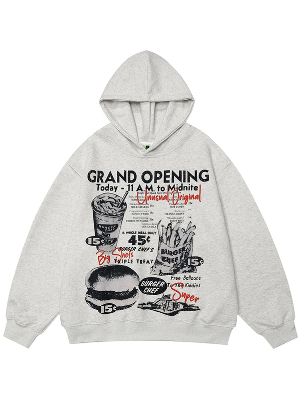 American Style Fast Food Graphic Printed Oversized Hoodies