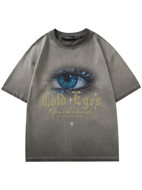 Streetwear Stylish Cold Eyes Graphic Printed Washeed T-Shirts