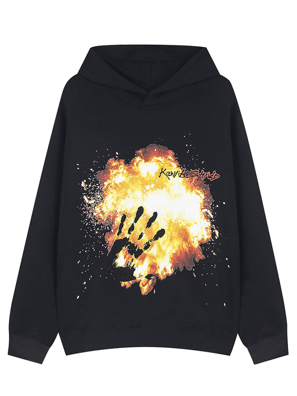 Streetwear Explosive Graphic Print Oversized Pullover Hoodies