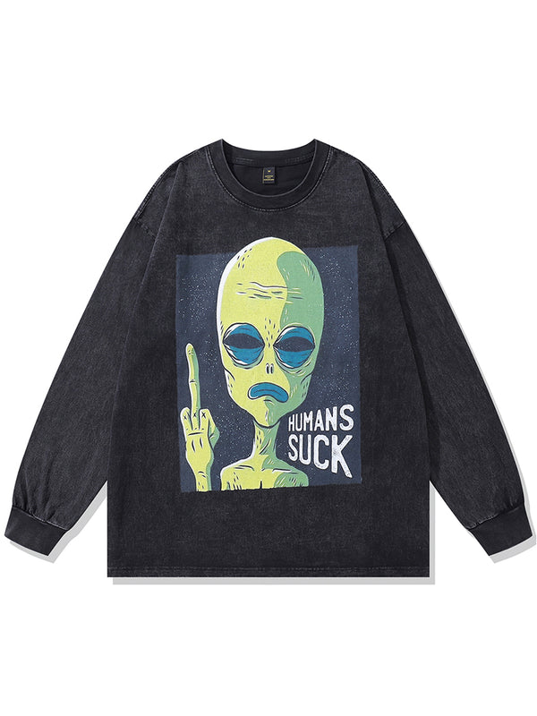 Funny Alien Graphic Printed Streetwear Oversized Cotton T-Shirts