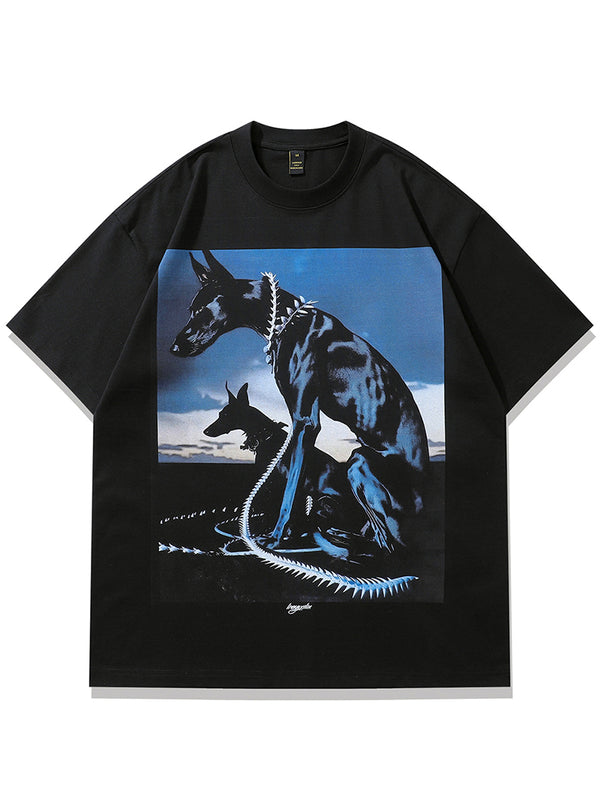 Streetwear Doberman Graphic Print Oversized Cotton T-Shirts