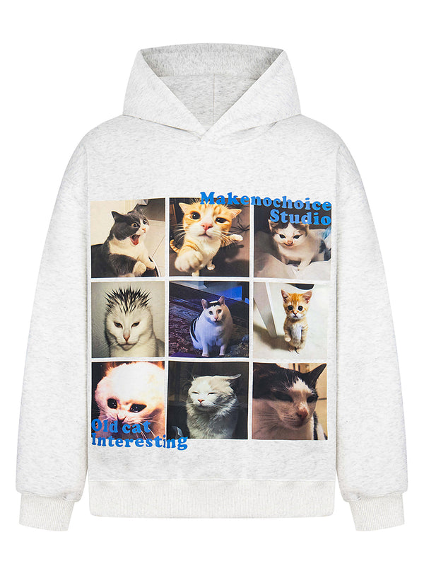 Graphic Pullover Hoodies – Cozy Sweatshirt with Cute Cat Expressions
