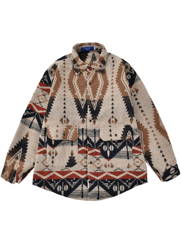 Ethnic Style Thickened Woven Embroidery Brushed Shirts Jackets