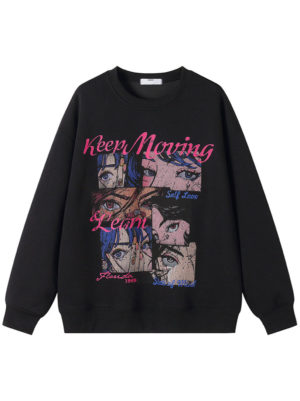 Streetwear Vintage Anime Graphic Pullover Sweatshirts