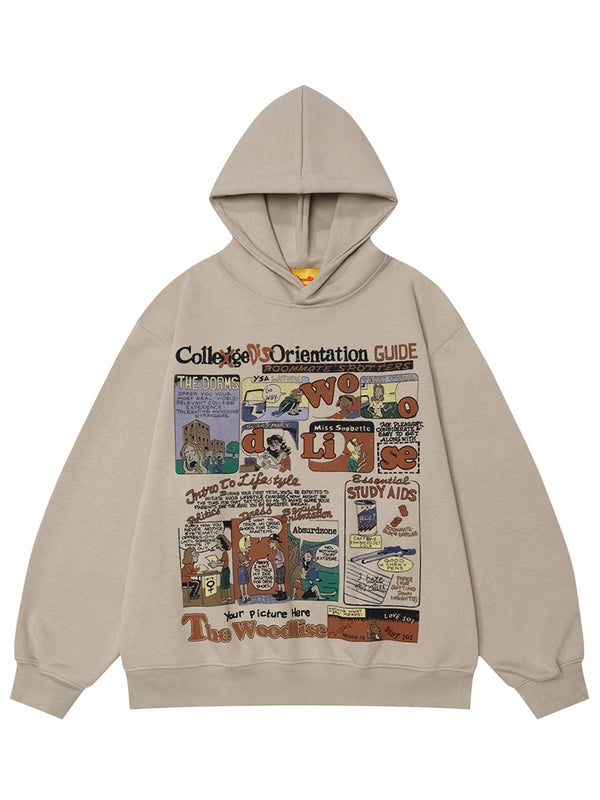 Vintage Cartoon Graphic Oversized Hooded Sweatshirt Hoodies