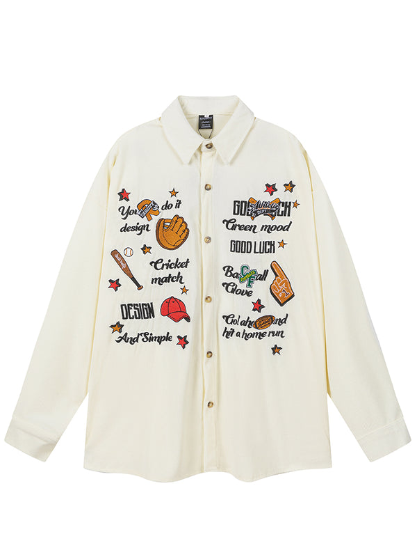 Streetwear Stylish Embroidery Casual Button Down Shirts