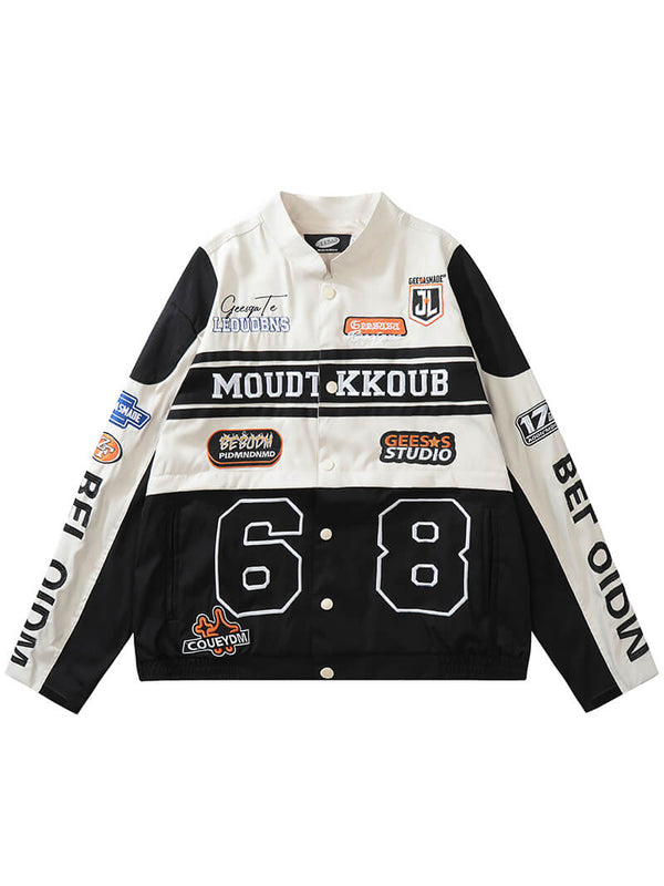 Detachable Patchwork Embroidery Motorcycle Bomber Jackets