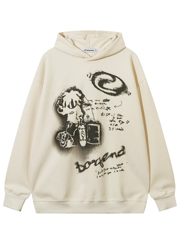 Streetwear Cartoon Graphic Print Stylish Unisex Pullover Hoodies