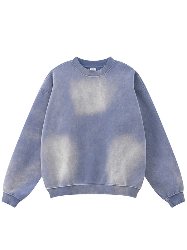 Winter Streetwear Oversized Spray Dye Fleece Pullover Sweatshirts