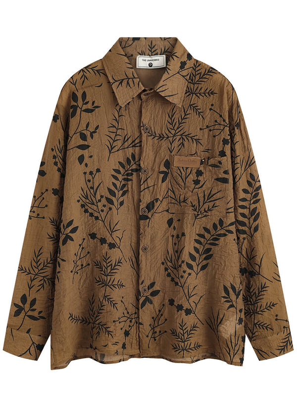 Hawaiian Style Vintage Botanical Printed Oversized Casual Shirts