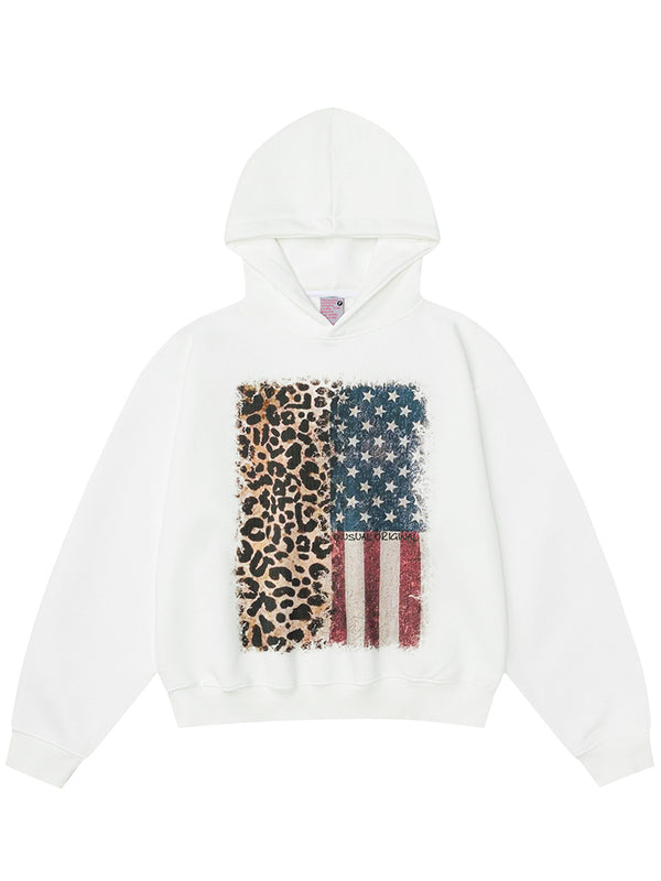 Streetwear Leopard Print Graphic Hoodies Oversized Pullover Sweatshirt