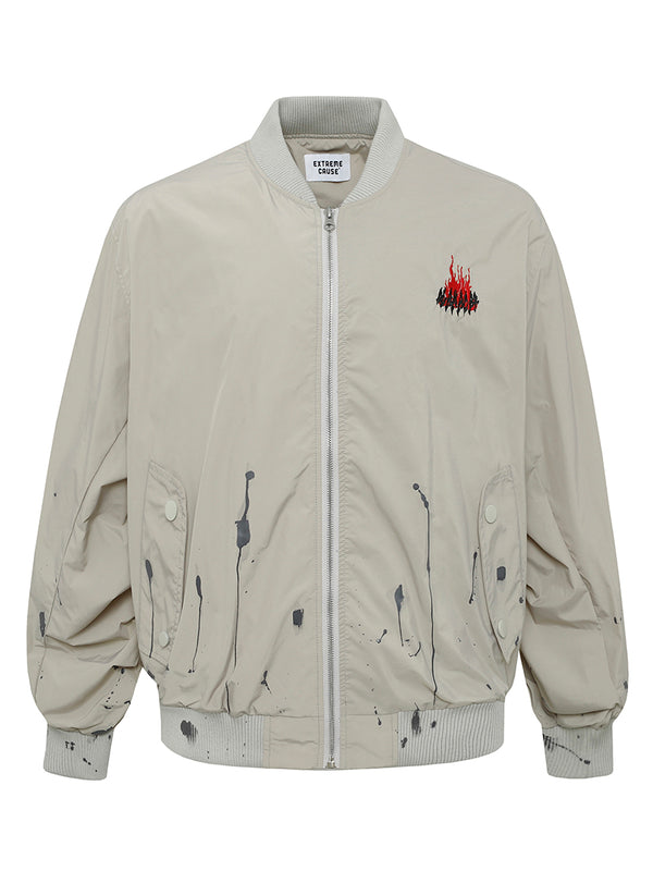 Streetwear Flame Letter Graphic Bomber Jackets Outerwear