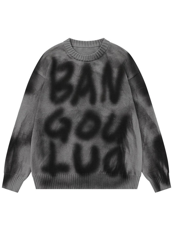 Streetwear Oversized Graffiti Knitted Sweaters – Streetwear Pullovers