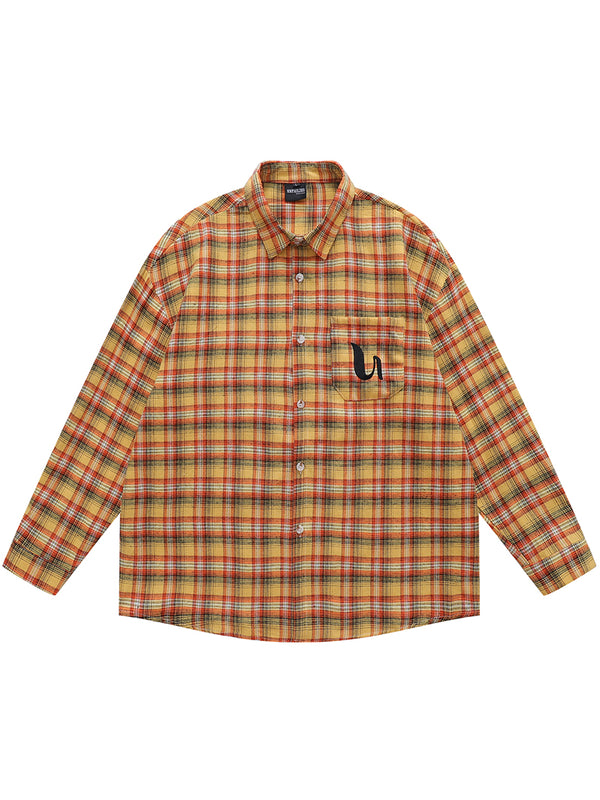 Classic Plaid Vintage Button Down Long Sleeve Casual Shirts