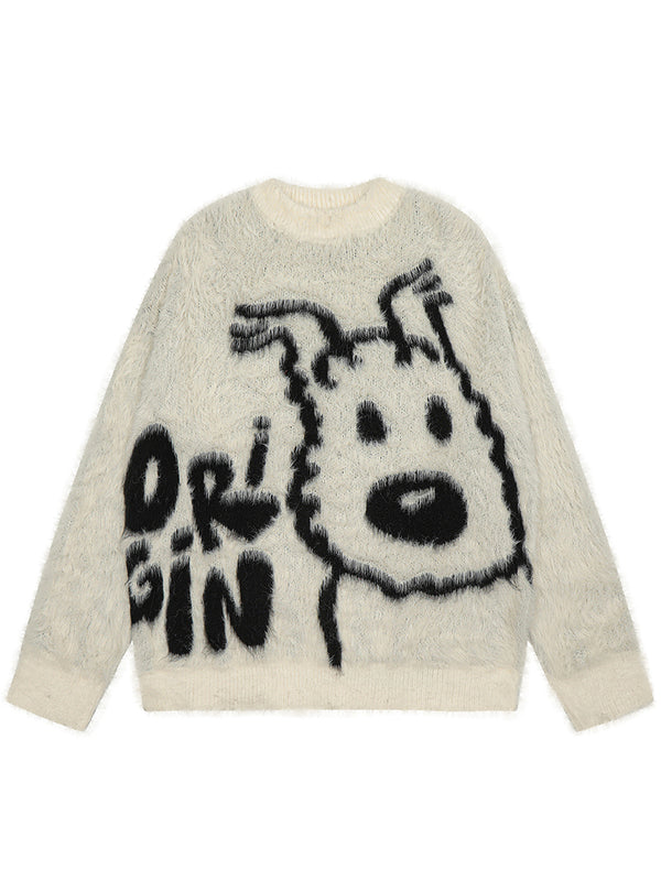 Cozy Cartoon Graphic Oversized Knitted Pullover Sweaters