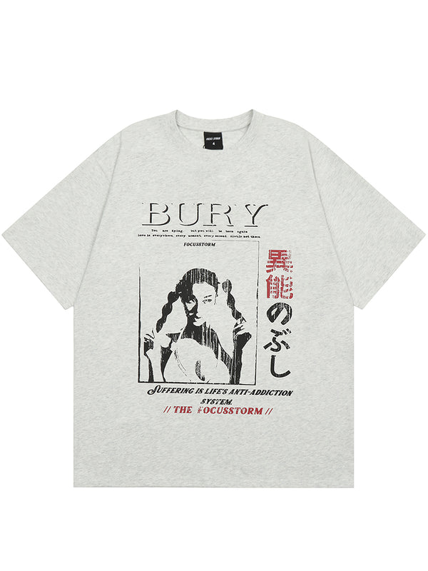 Japanese Girl Graphic Print Streetwear Oversized T-Shirts