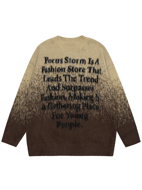 Unisex Gradient Knitted Sweaters With Inspirational Text Jacquard