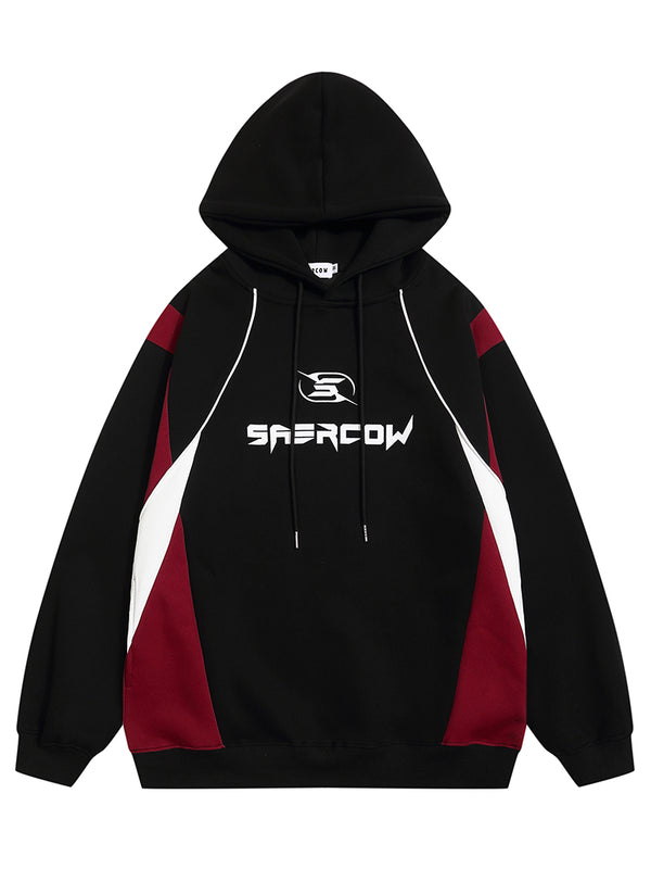 Patchwork Racing Sport Hooded Sweatshirts Pullover Hoodies