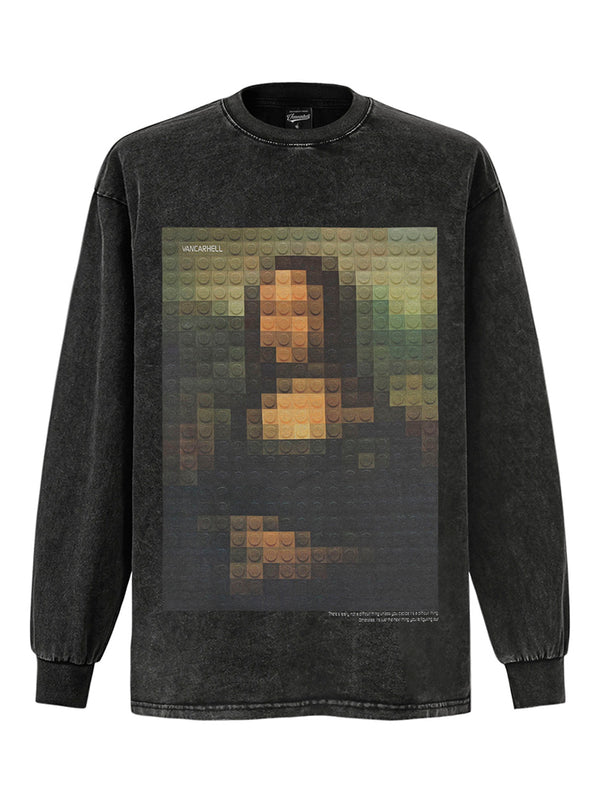 Streetwear Mona Lisa Mosaic Graphic Printed Oversized Gothic T-Shirts