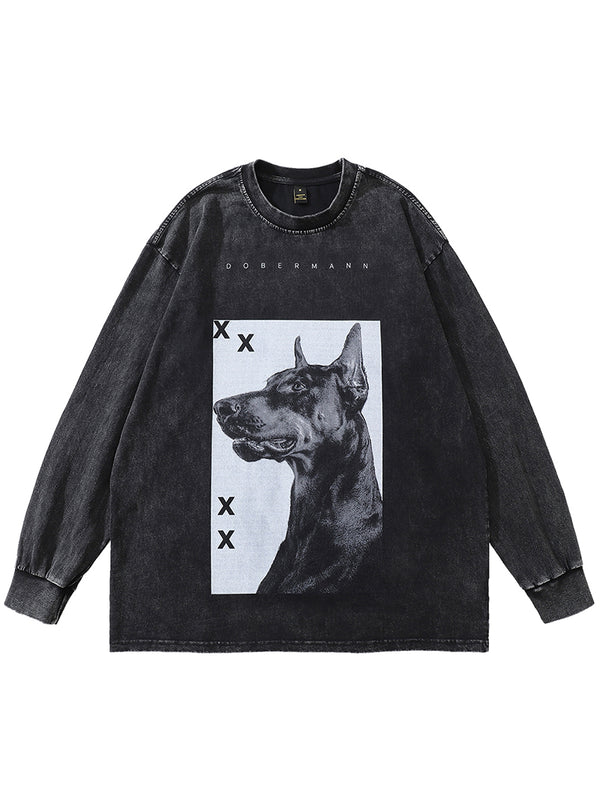 Streetwear Vintage Doberman Graphic Printed Oversized Tshirts