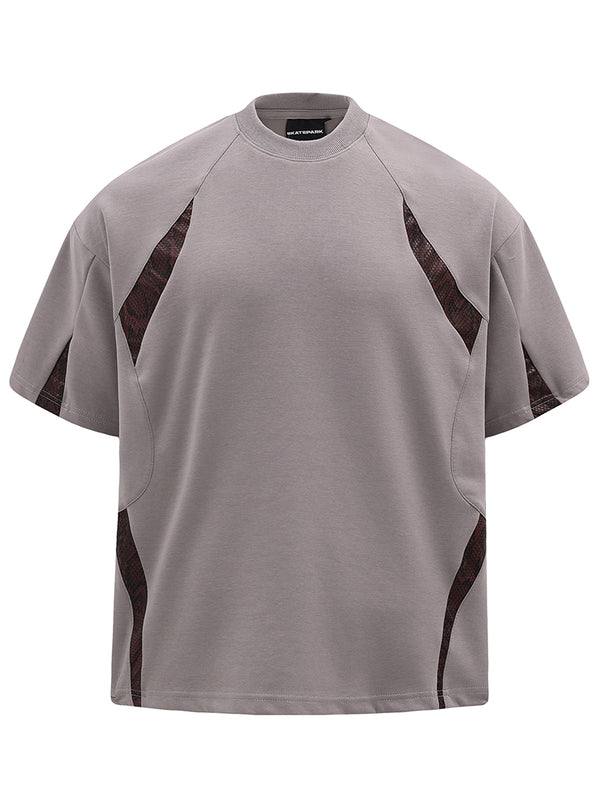 Streetwear Oversized Techwear T-Shirt with PU Snake Print Accents