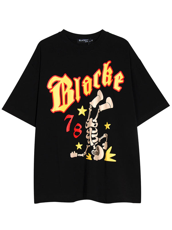 Streetwear Skeleton Print Graphic T-Shirt Punk Rock Hip Hop Style