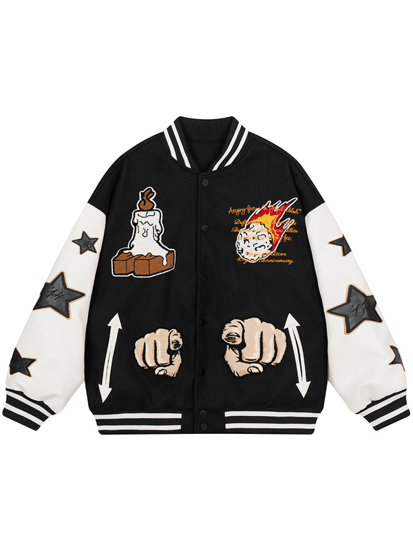 Streetwear Towel Embroidery Patchwork Stylish Varsity Jackets