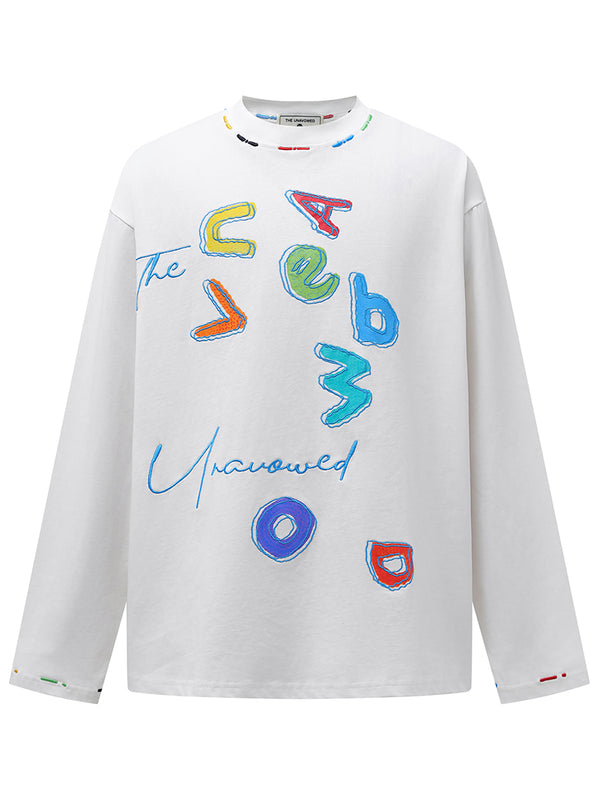 Oversized Long Sleeve T-Shirt – Abstract Graphic Streetwear Cotton Tees