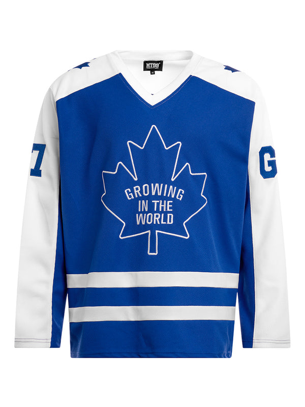 Blue Ice Hockey Style Jersey – Oversized Color Block Sportswear Top