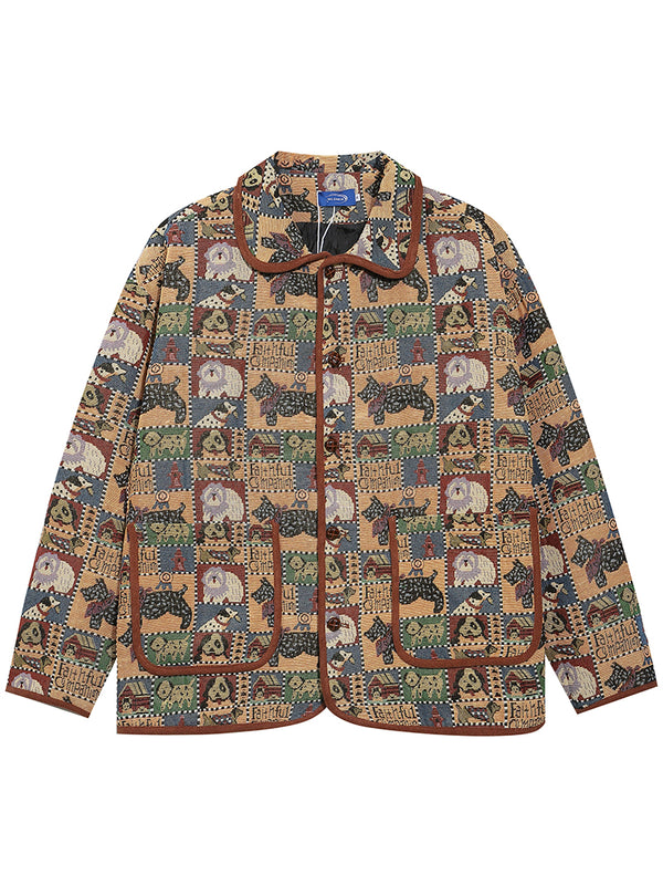 Vintage Faithful Companion Dog-Themed Tapestry Jackets