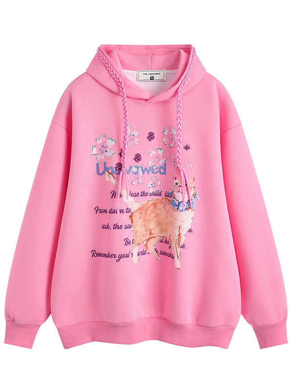 Autumn Streetwear Cute Cat Printed Oversized Pullover Hoodies