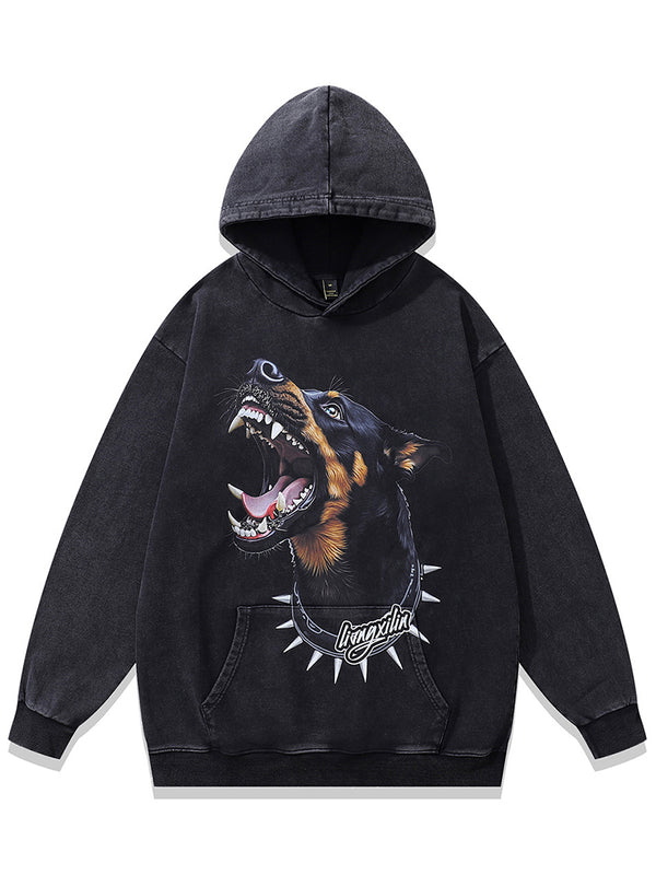 Oversized Streetwear Bold Dog Graphic Hoodies Vintage Grunge Style